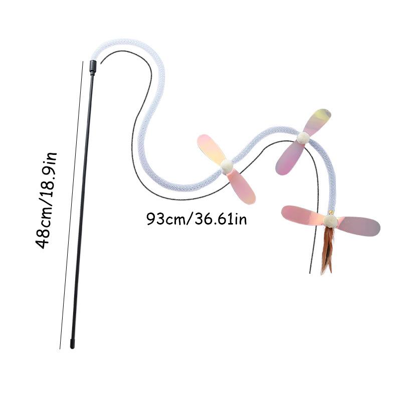 Kreativer Pailletten-Libellen-Katzenangelstab mit Licht- und Farbkombination, interaktives Selbstspielspielzeug für Katzen