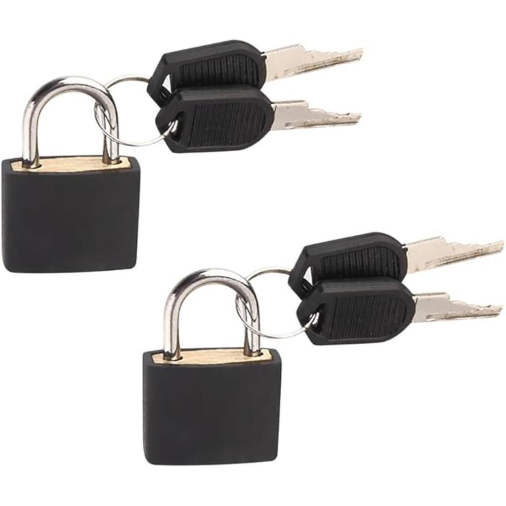 2Set Mini Padlocks Set Luggage Locks with 2 Keys Waterproof Safely Padlock for Backpacks Computer Bags Gym Locker Tool Box Diary Key Lock