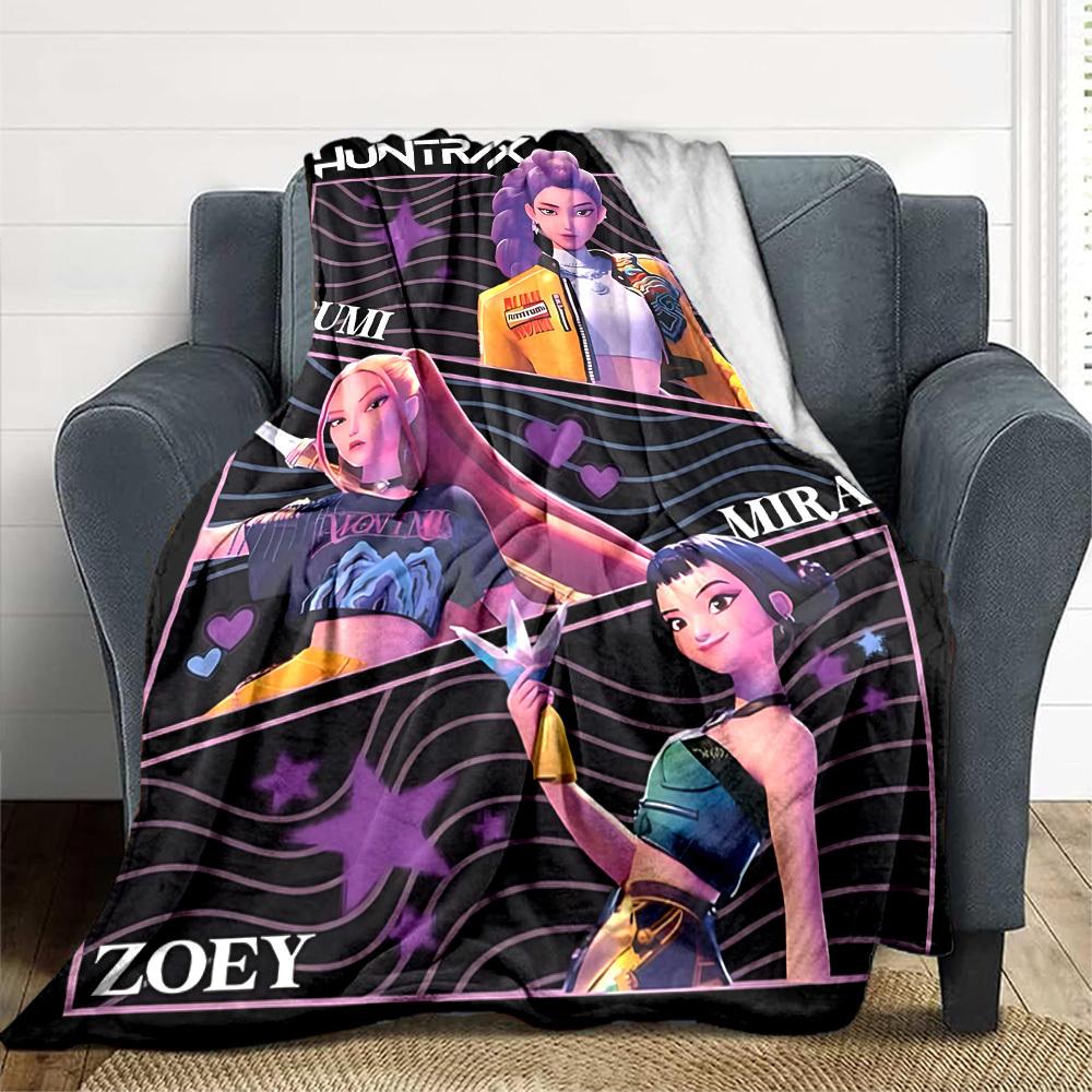 1PC Huntrix, K POP Blanket, Throw For Sofa, Bed, Travel, Camping, Livingroom,