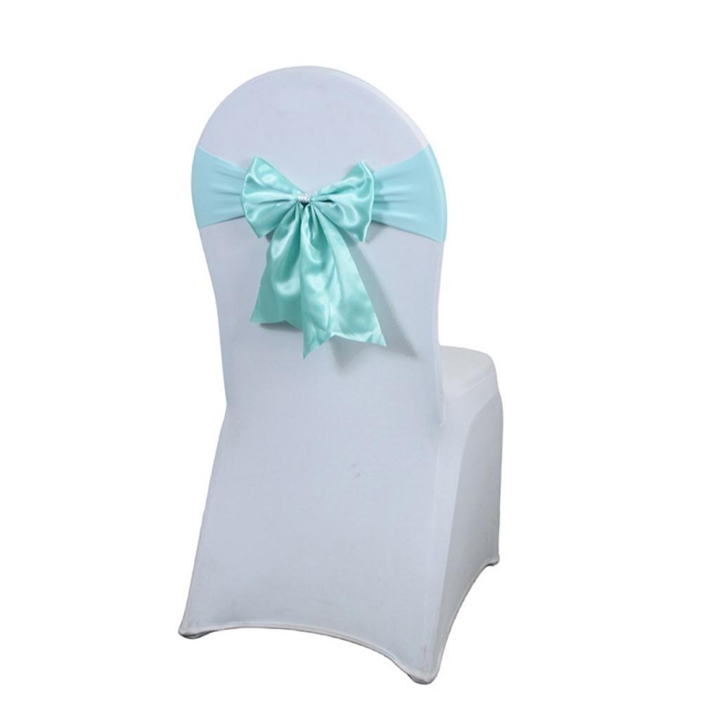 Satin Chair Sashes for Wedding Decorations Ready Made Bows Ties with Elastic Band for Party Events Banquets Chair Cover Decors