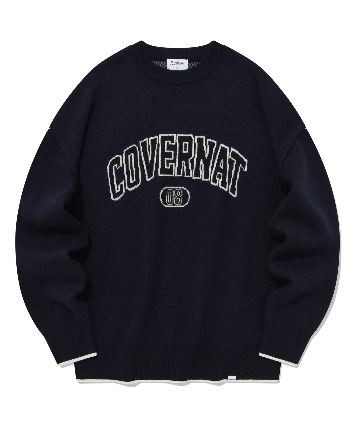 Covernat Lambswool Arch Logo Crewneck Knit Navy Navy/Xs