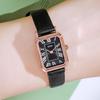 Gedi Retro Small Square Dial Ladies Waterproof Leather Strap Quartz Watch