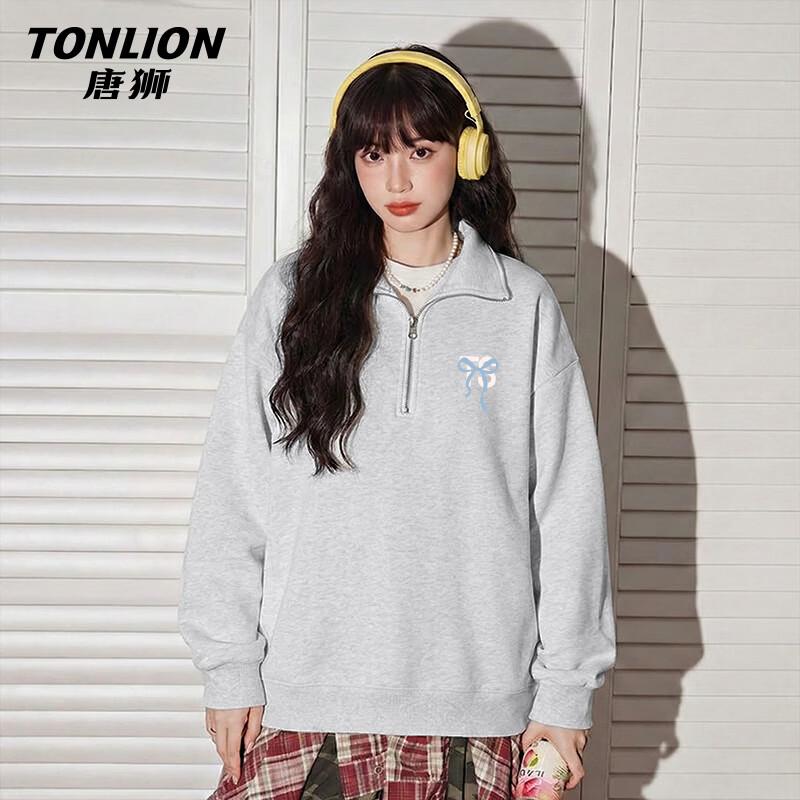 TonLion Women's Trendy Zip-Collar Sweatshirt