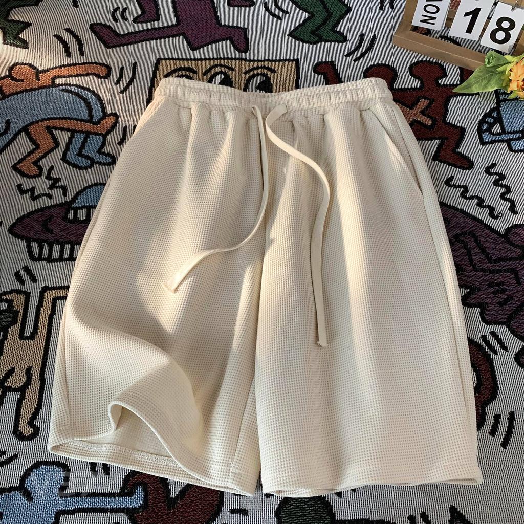 Modne szorty w kratę Walf dla mężczyzn, casualowy luźny krój, letnie, trendy, w stylu japońskim, sportowe spodenki pięciominutowe