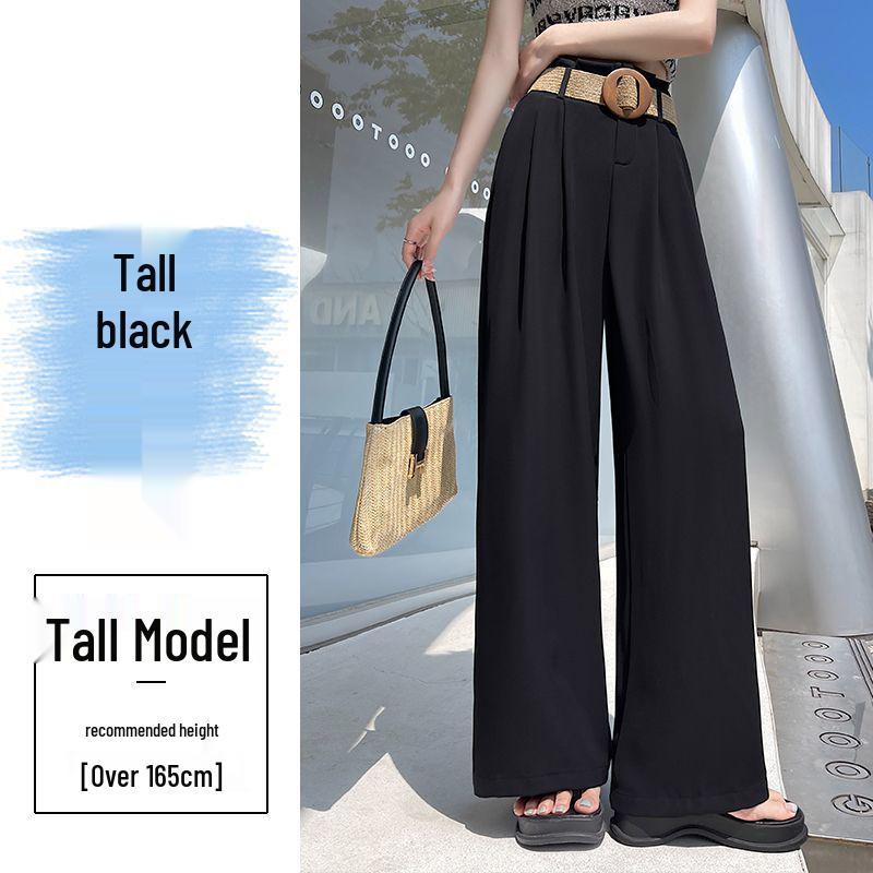 

2026 Summer Women s White High-End Ice Silk Drapey Slim Fit Lightweight Floor-Length Suit Pants 2XL (65-70kg)