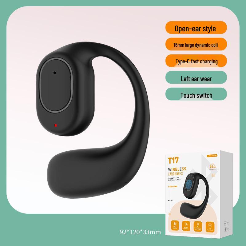 Wireless Bone Conduction Ear-hook Bluetooth Earphones: Sports Noise Cancelling, Long Battery Life, Compatible with Apple & Huawei