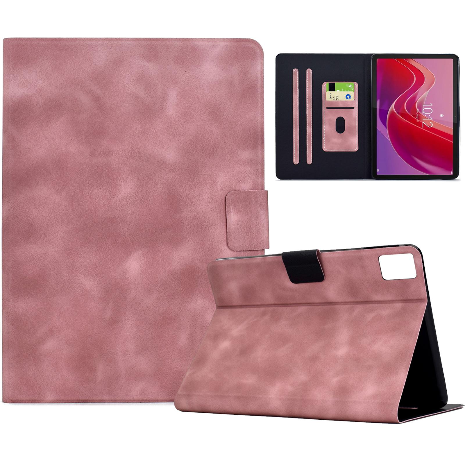 

For Lenovo Tab M11/Xiaoxin Pad 11 2024 Case PU Leather Tablet Cover with Card Slots Pink