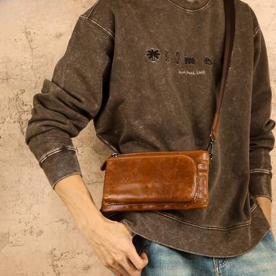 Genuine Leather Single-shoulder Bag, Retro Men's Chest Bag, Commuter Casual Bag, High-end Crossbody Bag