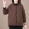 Thick Coat Women Winter Retro Plaid Hooded Casual Warm Comfortable Lightweight Cotton Coat Top