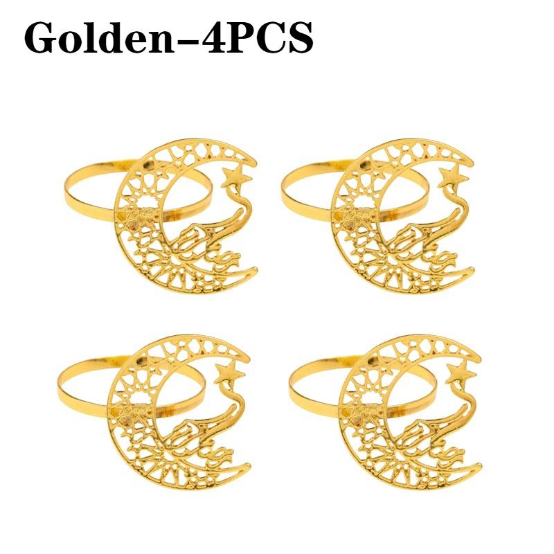 1-8PCS 2026 Gold Ramadan Kareem Napkin Rings Bismillah Napkin Holder for Eid Mubarak Ramadan Party Table Decor and Supplies