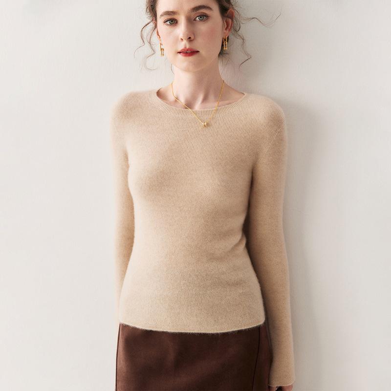 2025 Women's Seamless Cashmere Slim Fit Sweater - Autumn/Winter Knit, Skin-Friendly Round Neck