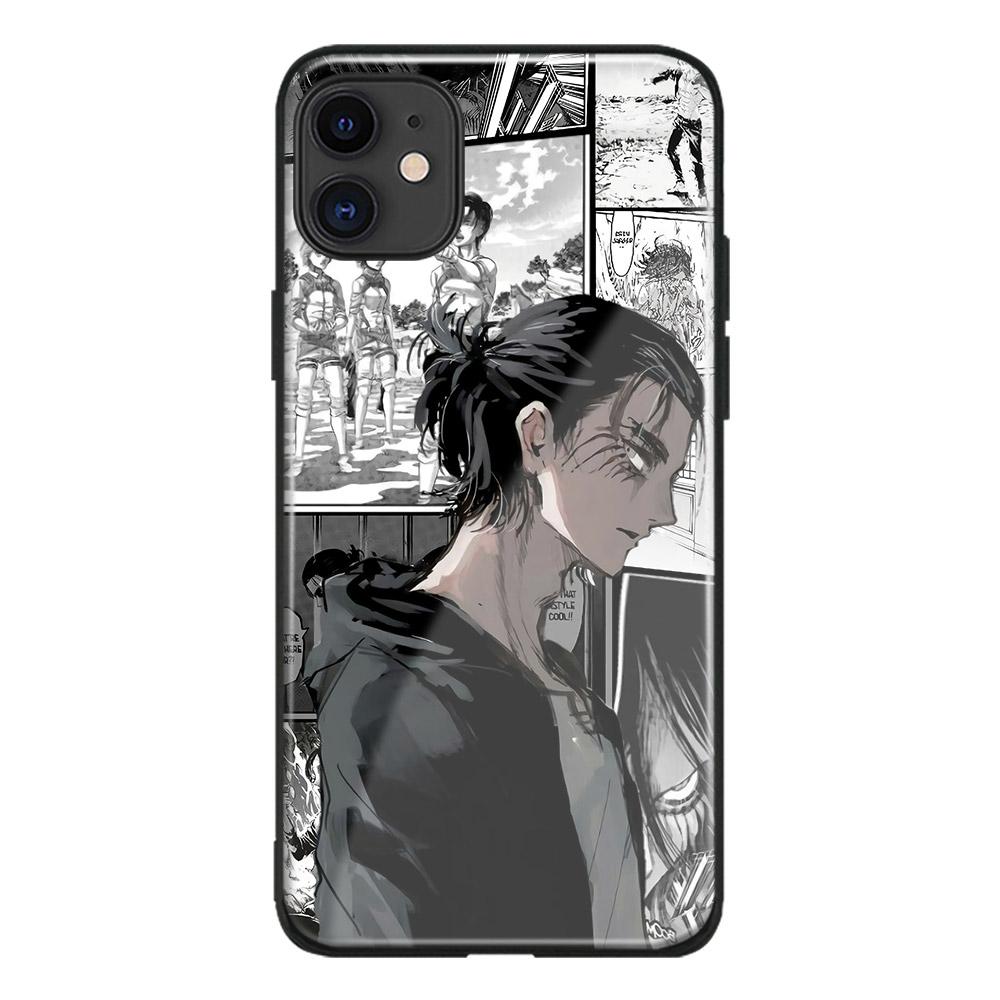 

Shingeki no Kyojin Eren Yeager, стеклянный мягкий силиконовый чехол для телефона, чехол для iPhone SE 6 7 8 Plus X XR XS 11 12 13 Mini Pro Max Other Model -contact&Tempered Glass Case