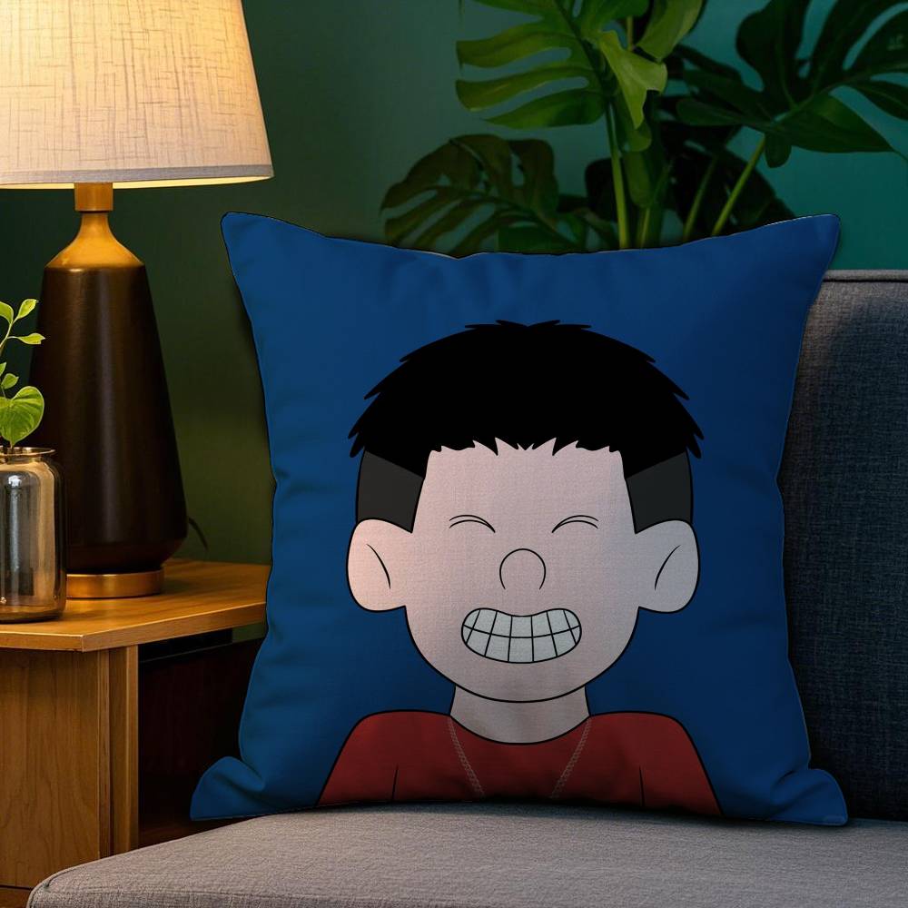 P-Pop ManS CATOON Pillow Case Anti-dustmite Pillowcase Invisible zipper silky short plush Sofa cushion cover