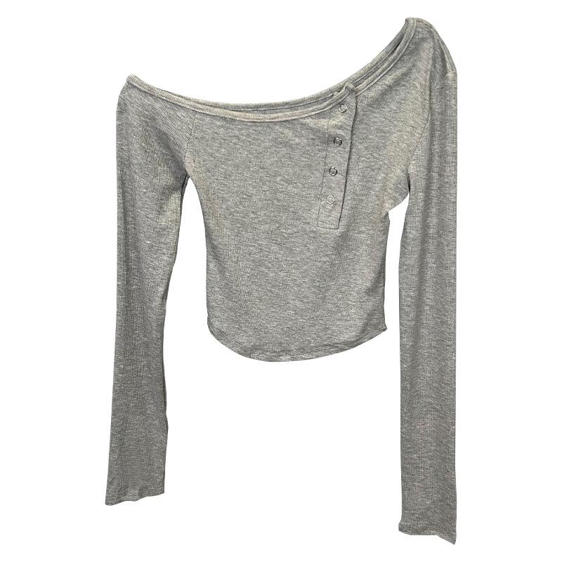 Korean Elegant Off-Shoulder Long-Sleeve Top