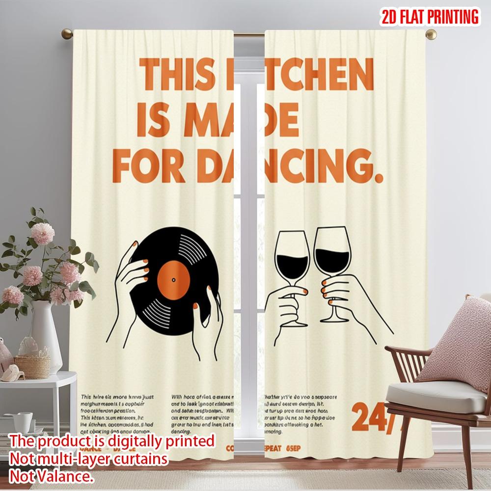 

2pcs 2D flat printing Party Window Curtains Kitchen Dancing Party Wine 100% Polyester Without Electricity Birthday Party Perfect 52.50×116.00 CM 2pcs
