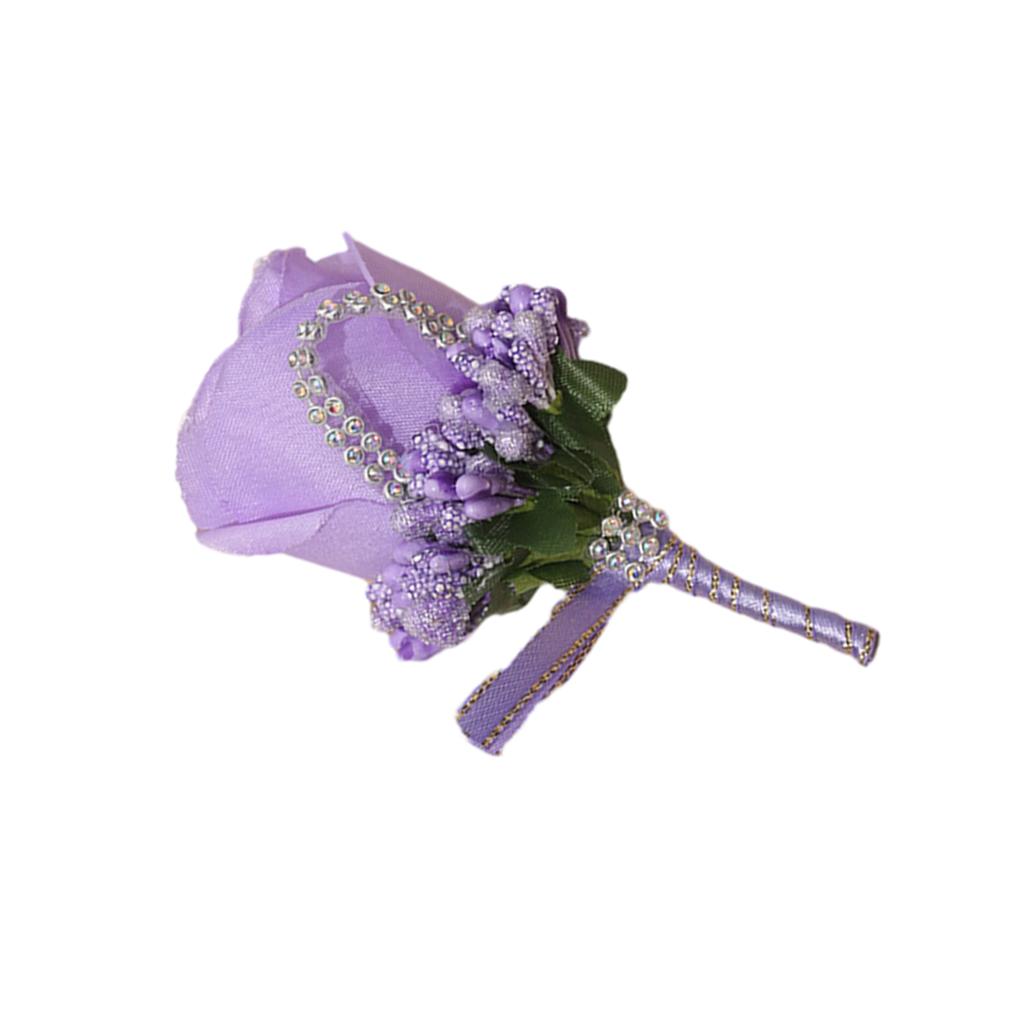 

Свадебная бутоньерка безопасная и многоразовая аксессуары жениха броши цветы искусственная петлица светло-фиолетовый