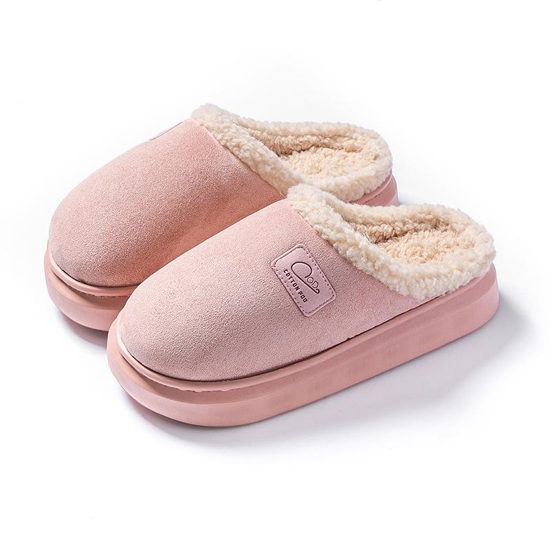 Cotton slippers warm in autumn and winter thick bottom non-slip couple thickened plush warm feet comfortable winter slippers
