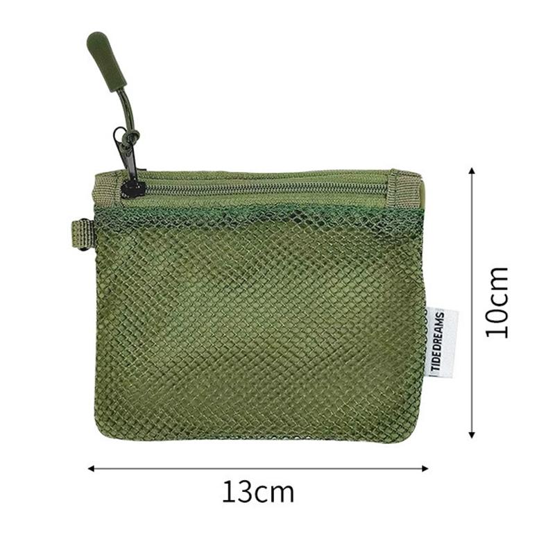 

Card Holder Mesh Cosmetic Bag Portable Storage Pouch with Zipper Lightweight Sundries Storage Bag Multi-purpose Square Coin Purs 1PCS темно-зеленого