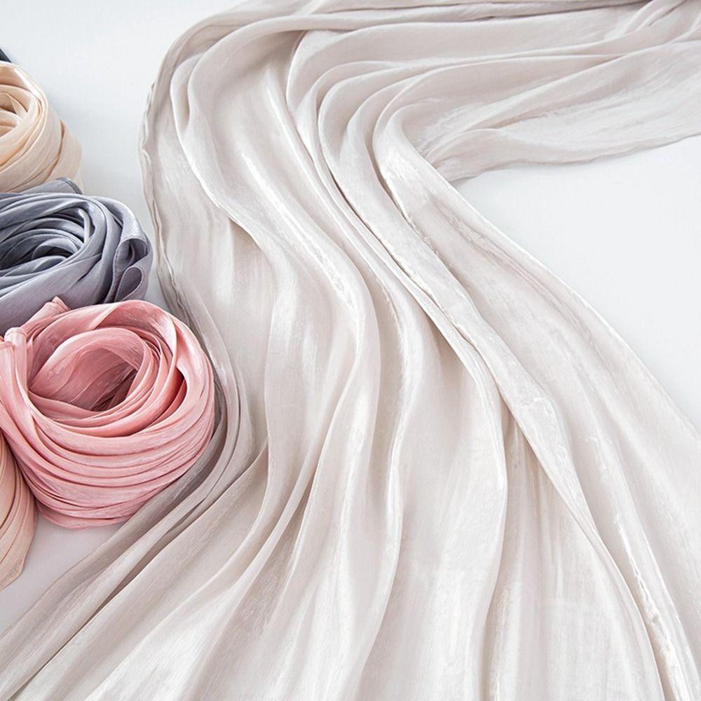 66*180cm Schimmernder Glänzender Seidenschal Atmungsaktives Langes Tuch Turban Neue Chiffon-Hijabs