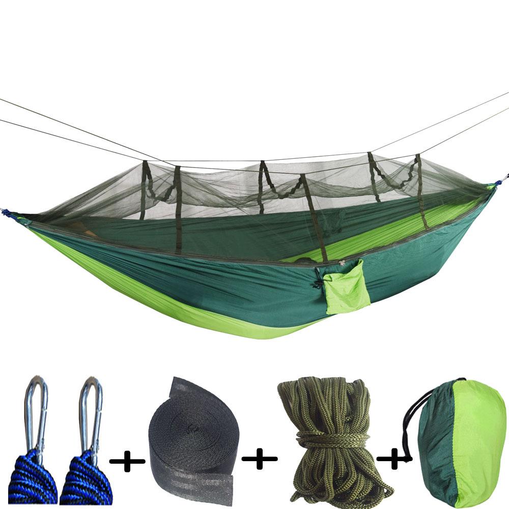 Rede portátil de acampamento ao ar livre, 1-2 pessoas, balanço com mosquiteiro, cama suspensa, ultraleve, turista, rede de dormir