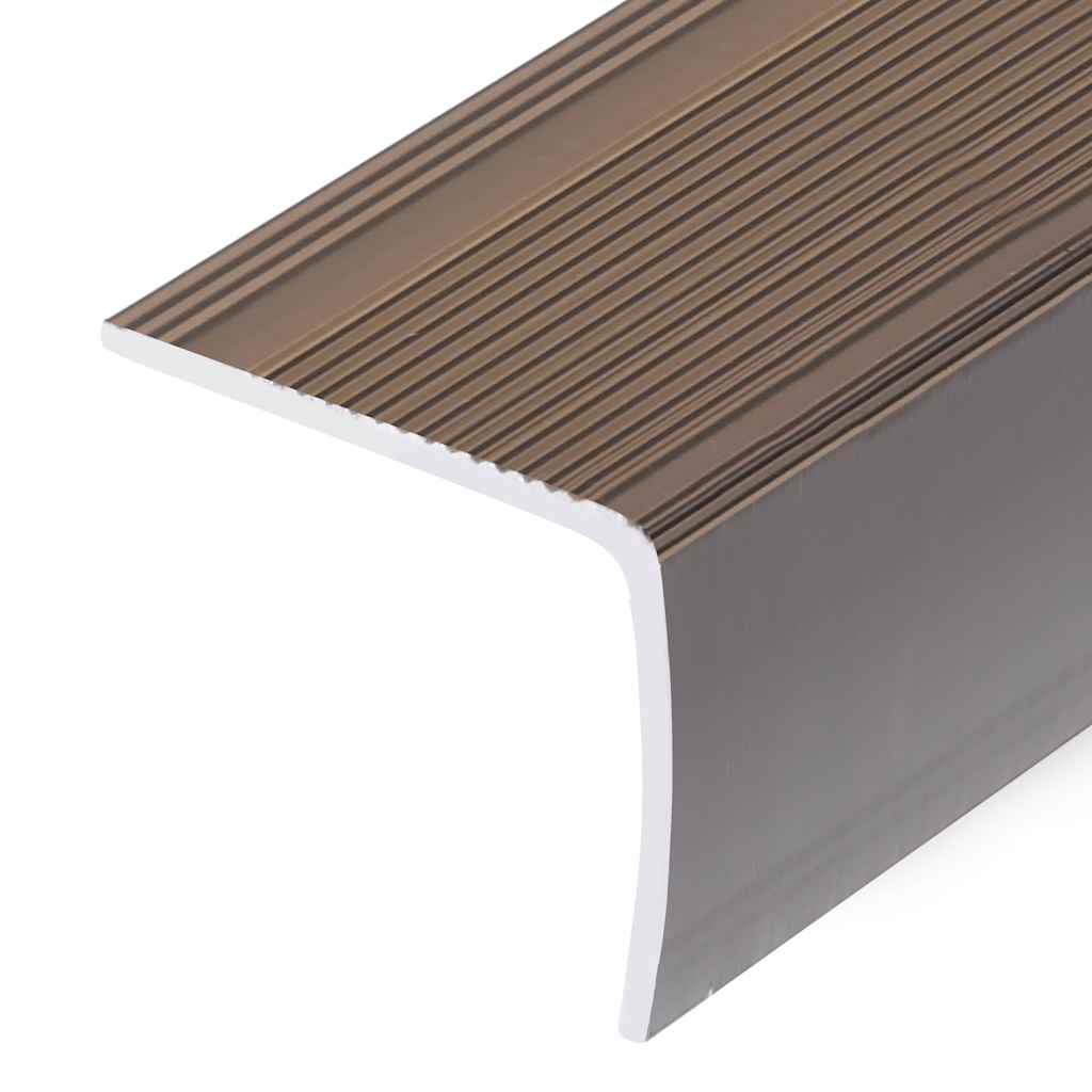 L shaped stair edge profile 15 pcs aluminum 100 cm brown