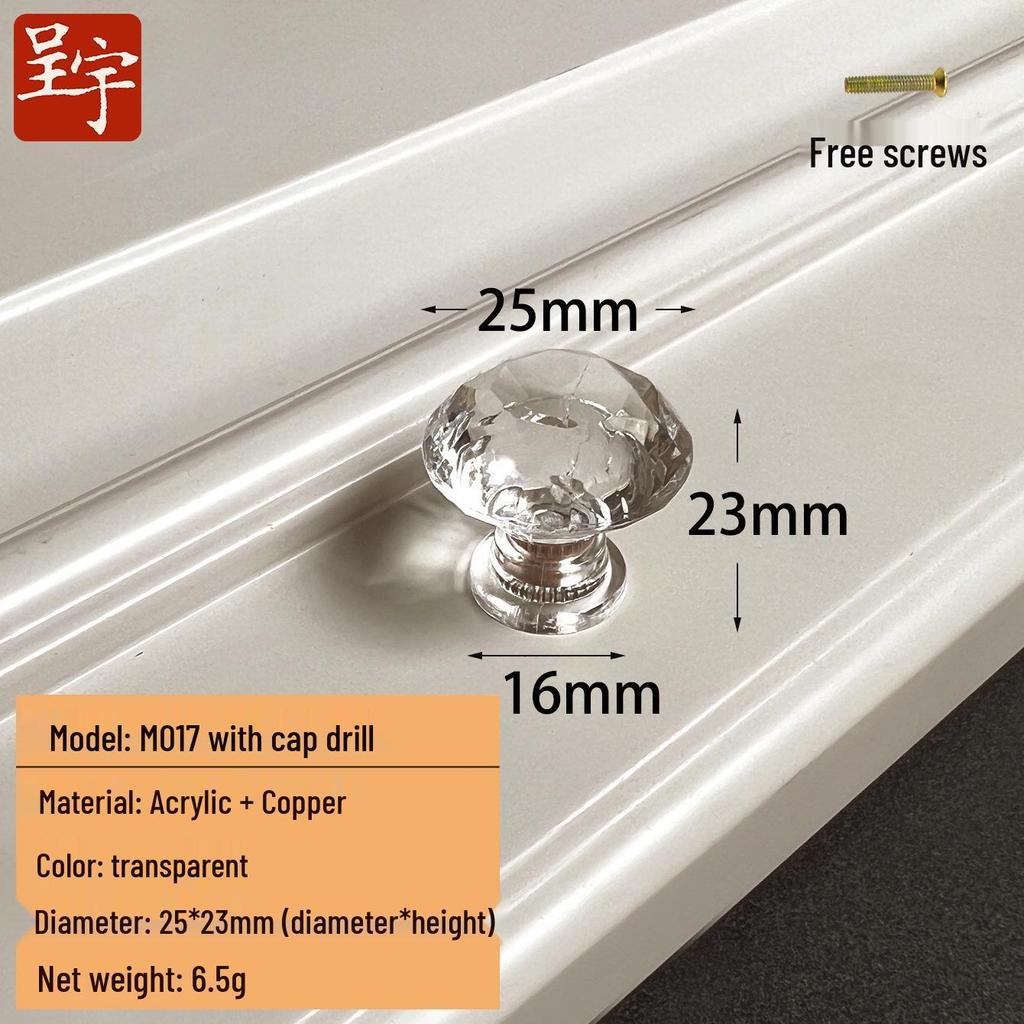 Crystal Clear Acrylic Knob: Single Hole Diamond Design for Pot Lids, Wardrobes, and Drawers