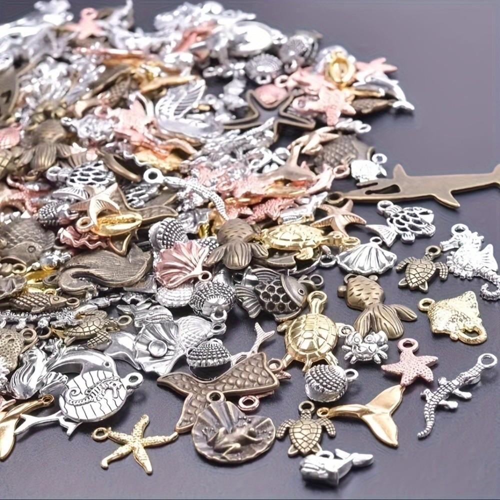 Metal Scallop Ocean Life Pendants for DIY Golden Fish DIY Jewelry Accessories  Earrings