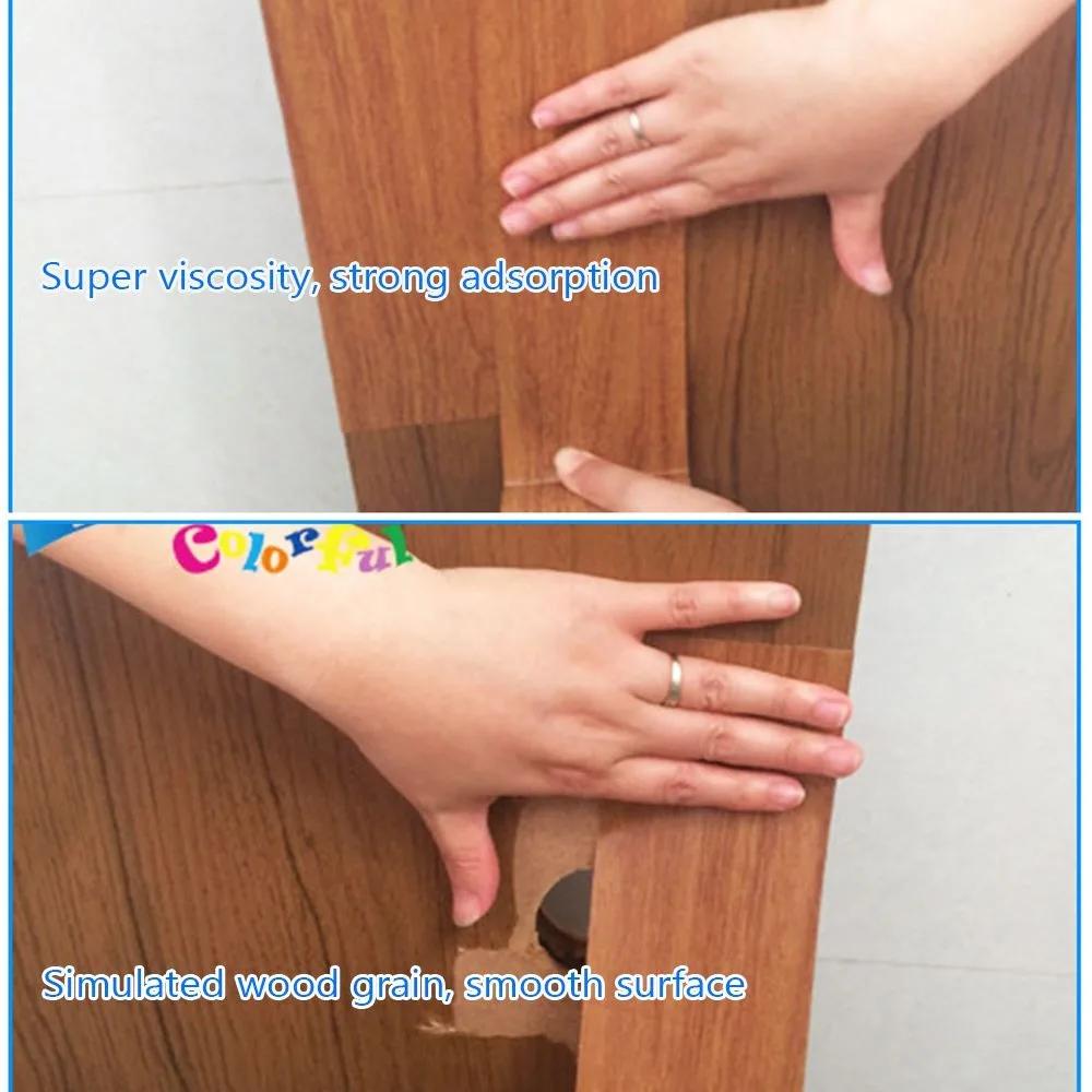 5M/Roll Self-adhesive Floor Repair Sticker Waterproof Wood Grain Door Decals Realistic Skirting Line Home Decoration
