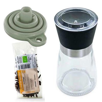 Organic Spice Mill, Funnel and Cloves