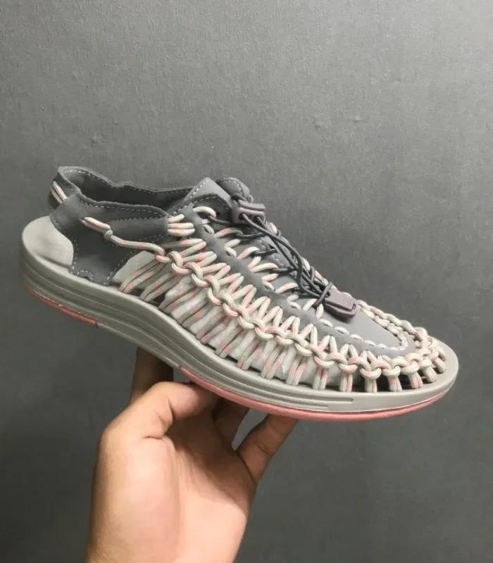 Whoholl Summer Knitted Men Sandals Breathable Casual Shoes for Men Outdoor Beach Sandals Plus Size 35-48 Summer Footwear Man