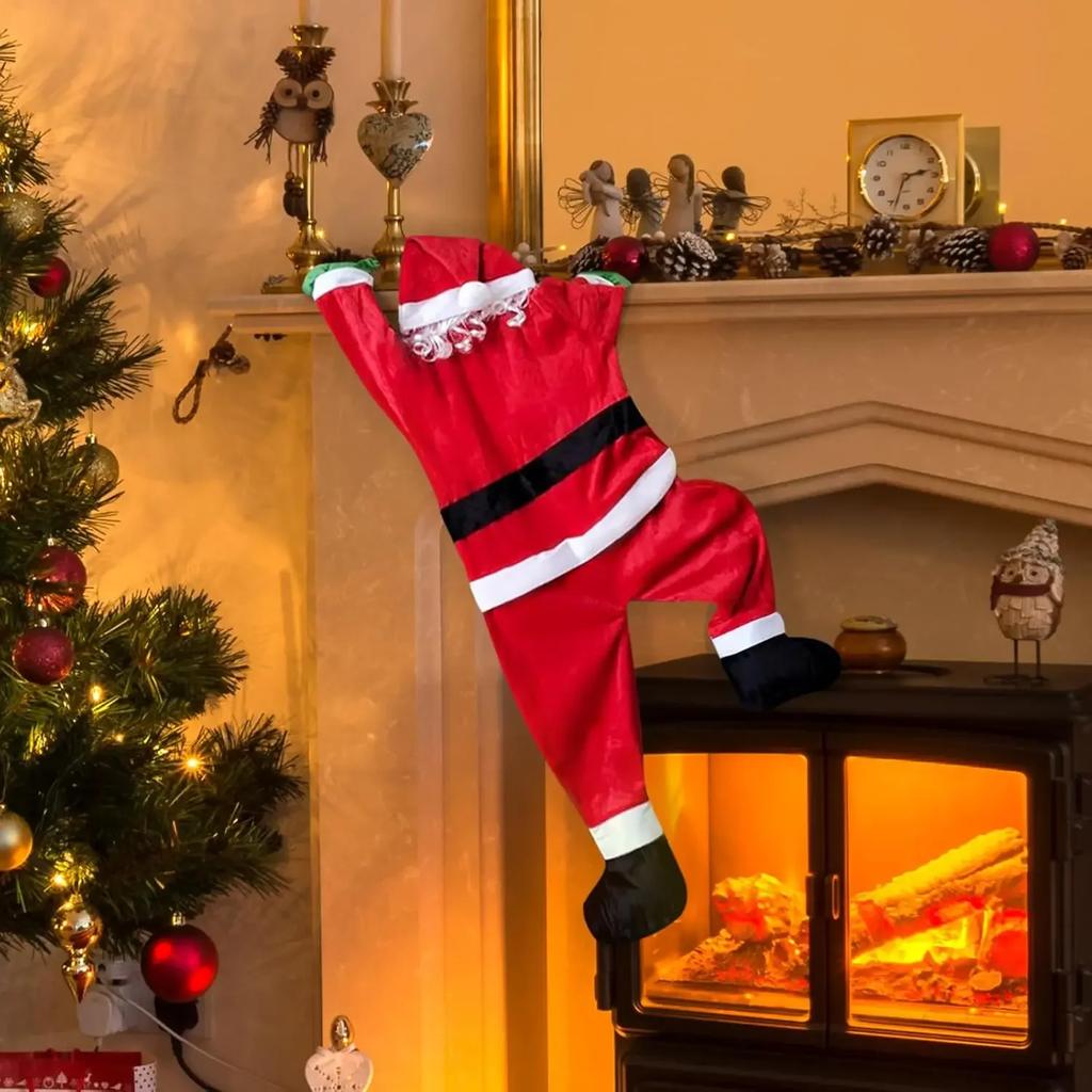 Christmas Climbing Santa Decor for Roof Hanging Display On Gutters Eaves Chimney Tree Window Outdoor New Year Decorations