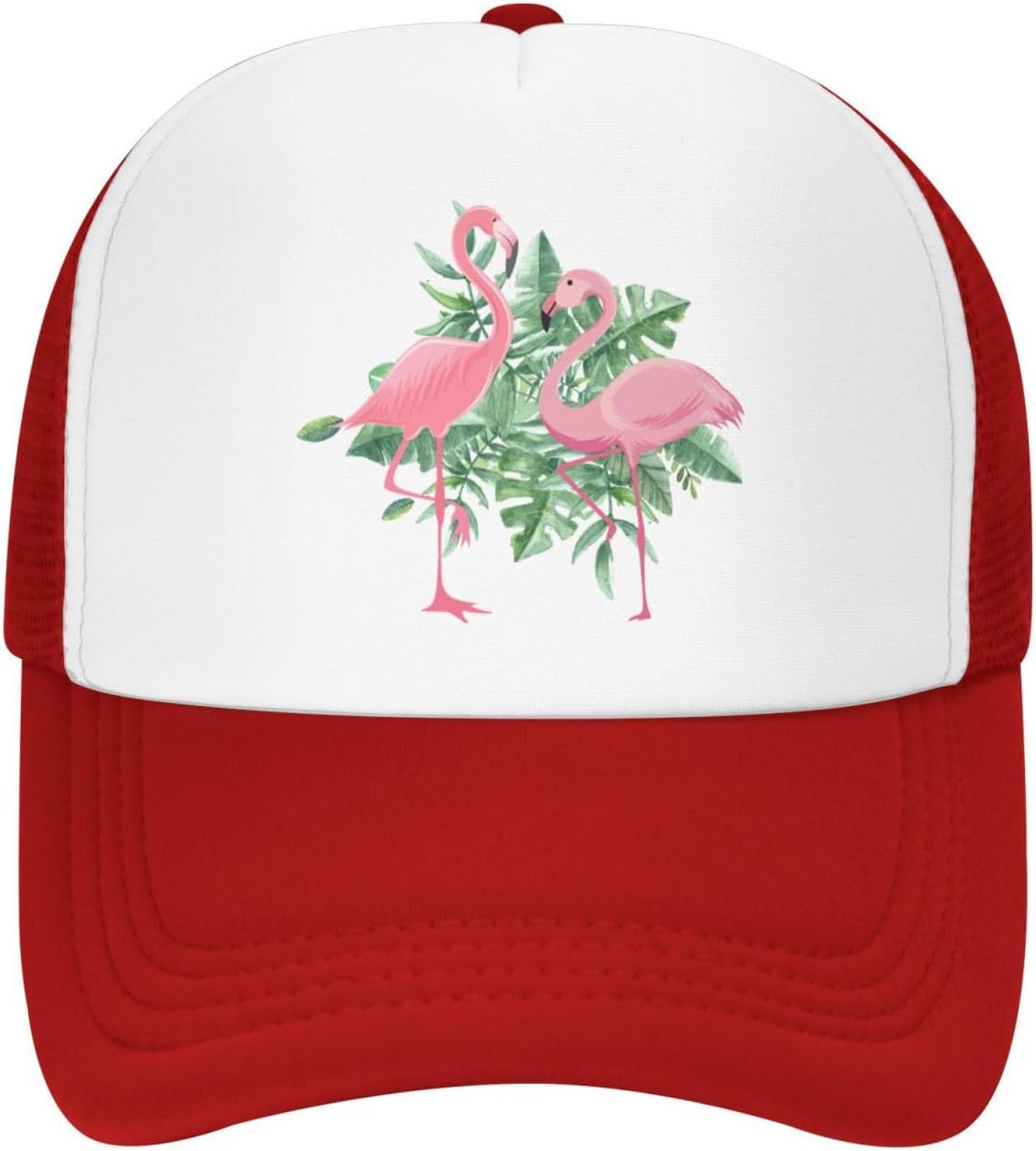

Flamingo Tropical Leaves Print Trucker Hat Adjustable Mesh Baseball Cap for Unisex Casual One Size