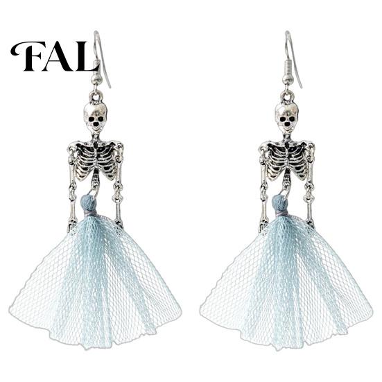 Unique Costume Earrings 1 Pair Halloween Earrings, Spooky Gothic Skeleton Dangle Cool Punk Drop Skull Articulated Jewelry for Women Humanoid Pendant