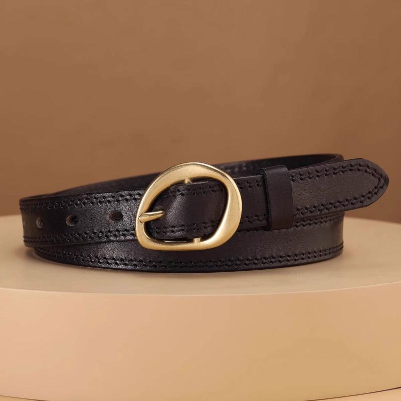 

Vintage chic decorative belt - women s genuine leather belt with copper buckle, top grain cowhide, perfect for jeans 110cm чорний