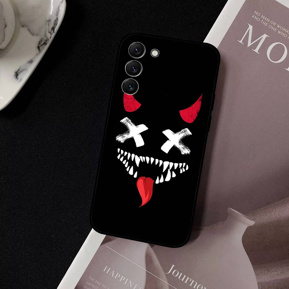 D-Devils-faces-S Phone Case For Samsung S24, S25 22,30,Note20,Lite,Ultra,5G,Plus,FE Black Cover