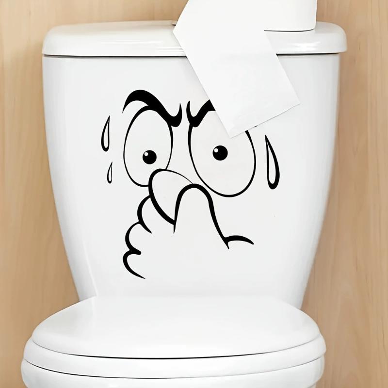 Funny Toilet Lid Sticker - Self-Adhesive Bathroom Decor With Expressive Face,No Residue Removable Toilet Cover, For Decor