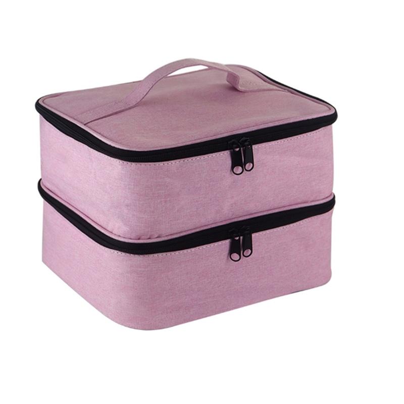 1PC 30 Bottles Pink Nail Dryer Organizer Box Nail Polish Storage Bag Essential Oil Case Cosmetic Handbag Nailpolish Organizer