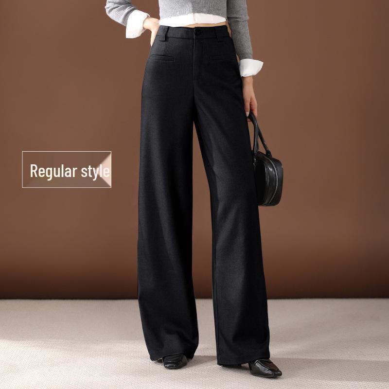 

Brand Tencel Wool High-Waist Slim Wide-Leg Pants for Women - Enhance Leg Length, Luxury Drape, Straight-Leg Design 29 чорний
