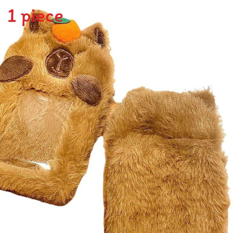 Orange Plush Capybara Card Case Animal Toy Student Id Storage Kid Birthday Gift