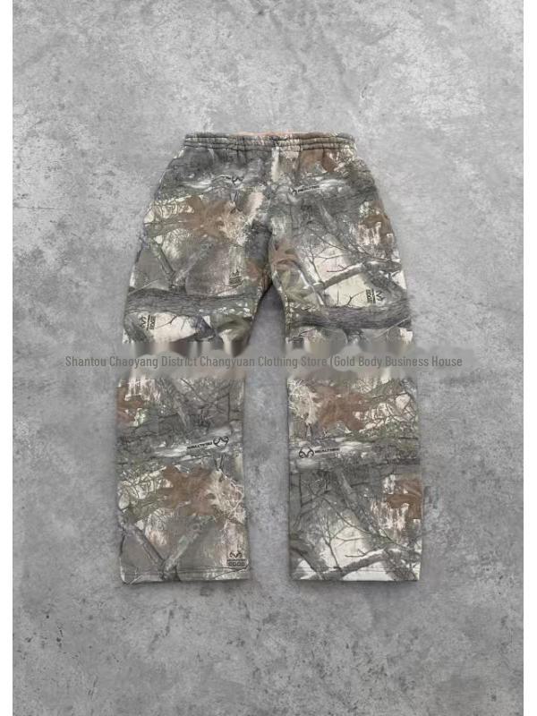 

2024 Американские потертые камуфляжные повседневные прямые брюки с эффектом потертости Small камуфляжный