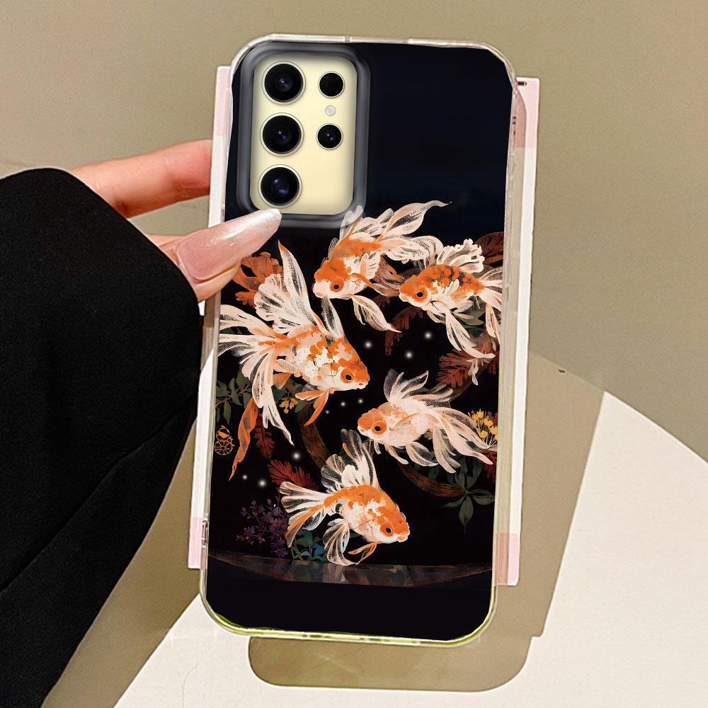 

Чехол для телефона Koi Goldfish Sparkle Black Glossy для женщин и девушек для Samsung Galaxy S25 Edge S24 S23 S22 S21 FE Plus Ultra Shell Cover Samsung Galaxy S21 5G белый
