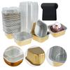 50Pcs Aluminum Foil Cupcake Cups Non-Stick Foil Baking Cups 150ml Square Ramekin Pudding Dessert Cups Cream Cups Containers