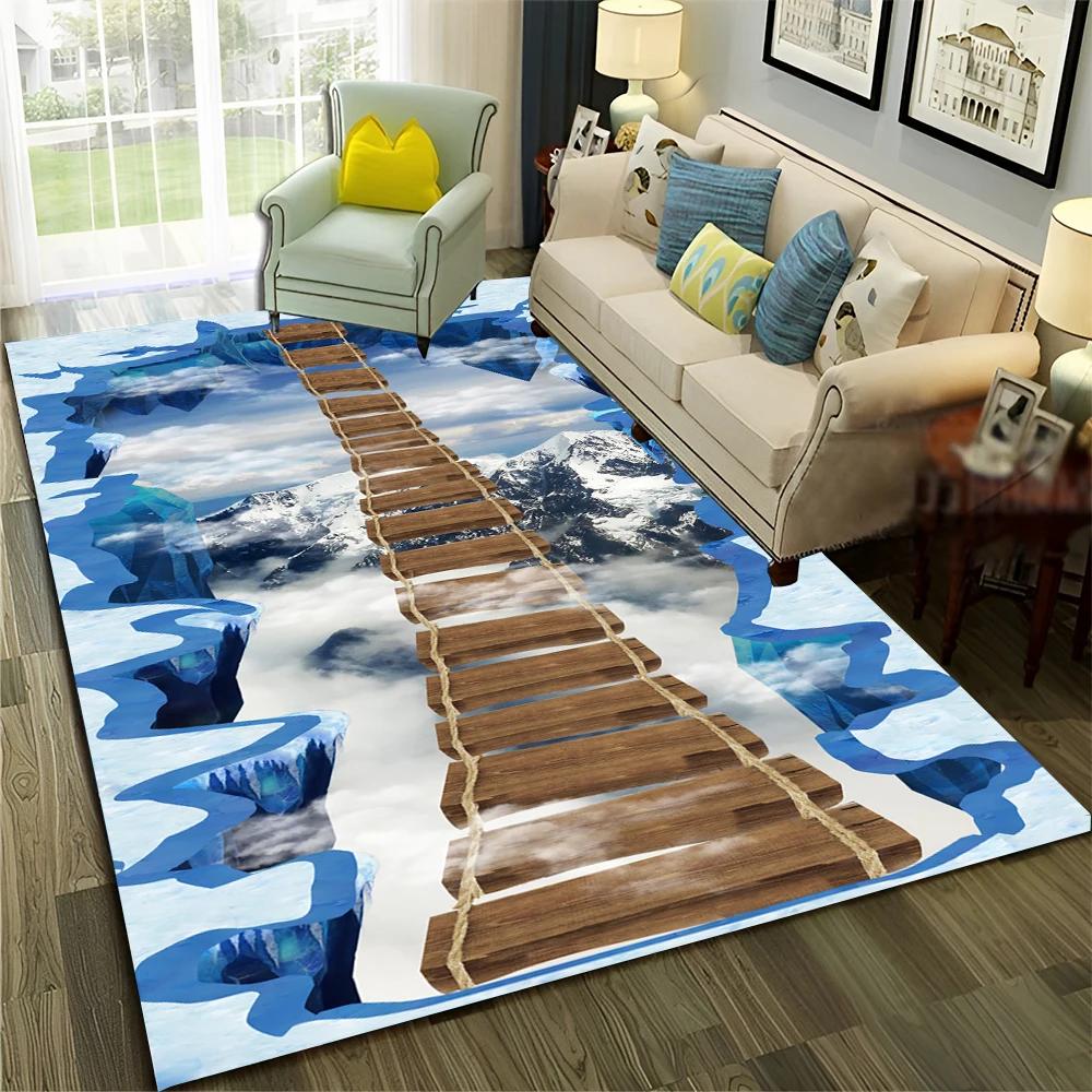 3D Illusion Vision Hallucination HD Carpet Rug for Home Living Room Bedroom Sofa Doormat Decor,Child Area Rug Non-slip Floor Mat
