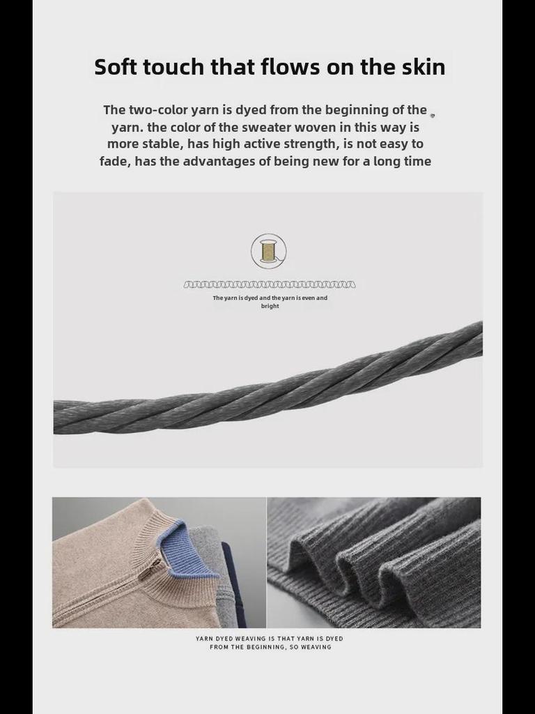 Men's 100% Wool Zipper Cardigan - 2024 Autumn/Winter Double-Sided Thick Jacket