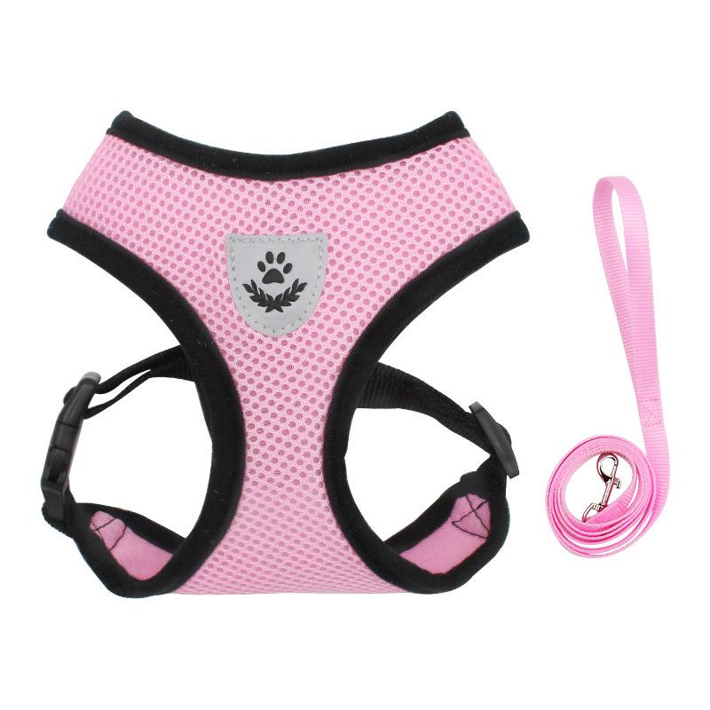Adjustable Dog Harness Vest Leash Set Outdoor Walking Lead with Collar Pet Safety Strap