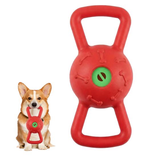Interactive Dog Toy Squeaky Dog Chew Toy with Dual Handles Textured Tooth Cleaning Toy for Puppy Teething Tug-of-War