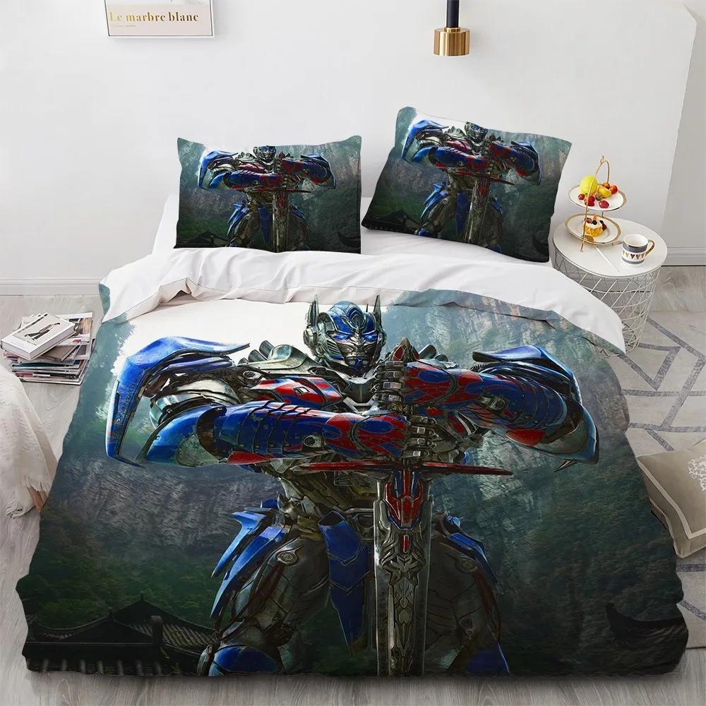 Popular Duvet CoverTransformers Theme , Microfibre Bedding Sets, with Zip Room Decor for Teenagers Adult Duvet Cover 3-Piece