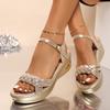 Sandali Comodi Estivi Eleganti Zeppe Basse Tacchi Donna Vestito Punta Aperta Scarpe con Cinturino per Matrimonio Sposa Sera Cocktail