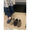 Ugly cute Birkenstock shoes children's velvet cotton shoes autumn and winter Mori round head belt buckle inner height-increasing Doudou shoes
