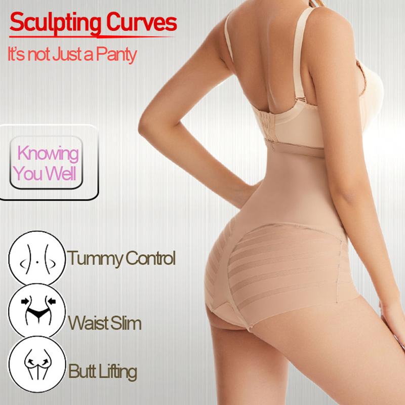 High Waist Tummy Control Panty Butt Lifter Body Shaper Waist Trainer See Through Briefs Slimming Underwear